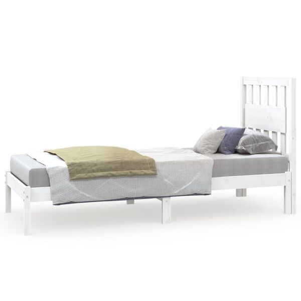 vidaXL Bedframe massief grenenhout wit 75x190 cm