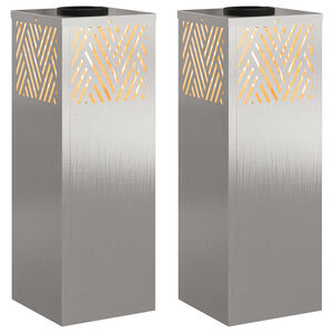 vidaXL Solar LED Pad Licht 2 pcs Roestvrij staal Roestvrij staal