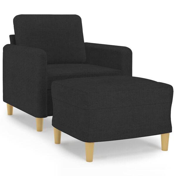 vidaXL Fauteuil met voetenbank 60 cm stof zwart