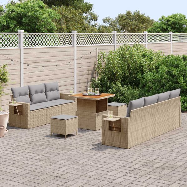vidaXL Tuin Sofa Set 10 pcs Beige poly rattan