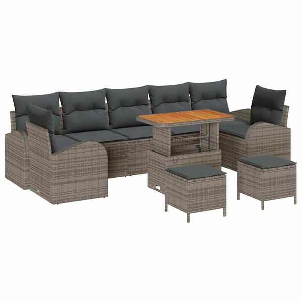 vidaXL Tuin Sofa Set met kussen met opslag met kussen 10 pcs Grijs
