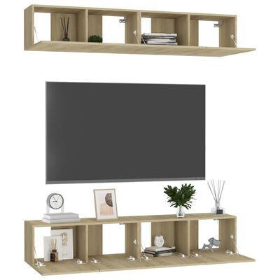 vidaXL Tv-meubelen 4 st 80x30x30 cm bewerkt hout sonoma eikenkleurig