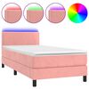 vidaXL Boxspring met matras en LED fluweel roze 80x200 cm