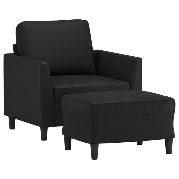 vidaXL Fauteuil met voetenbank 60 cm kunstleer zwart
