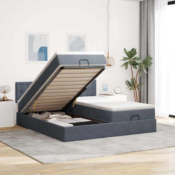 vidaXL Ottoman bed met matrassen en LED's 160x200cm fluweel