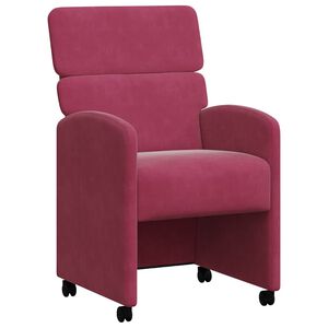 vidaXL Eetkamerstoelen met Wieltjes 2 st Fluweel Wijnrood