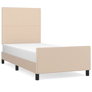 vidaXL Bedframe met hoofdbord kunstleer cappucinnokleurig 90x190 cm