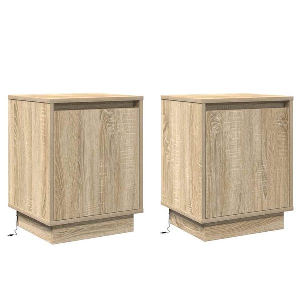 vidaXL Nachtkastje 2 pcs Sonoma Eiken 39 x 34,5 x 50 cm Bewerkt hout