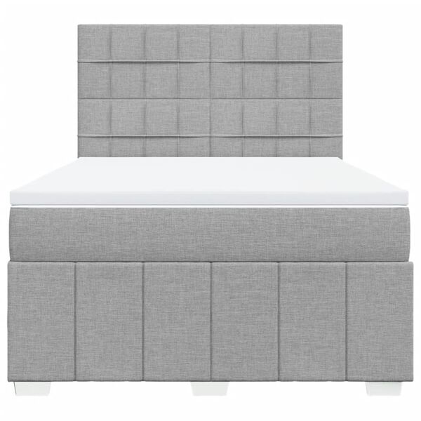 vidaXL Boxspring met matras stof lichtgrijs 160x200 cm