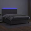 vidaXL Boxspring met matras en LED kunstleer grijs 160x200 cm