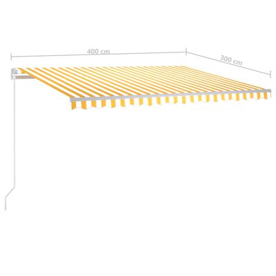 vidaXL Luifel automatisch uittrekbaar met palen 4x3 m geel en wit