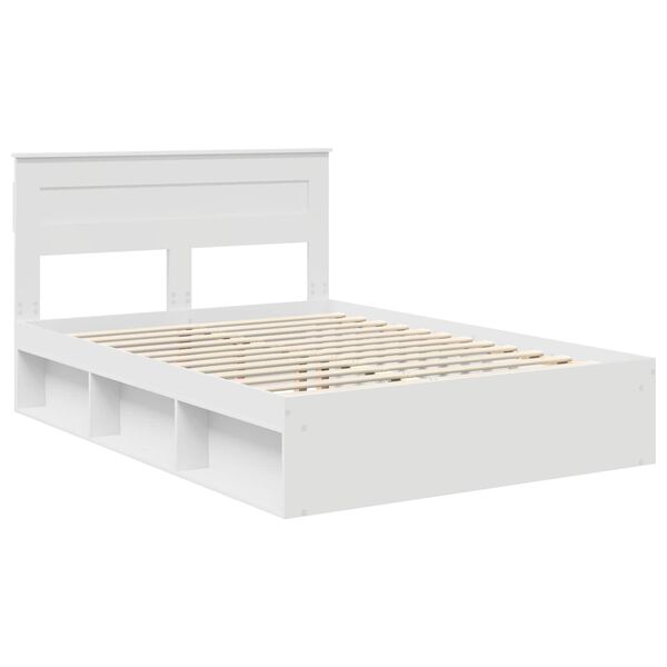 vidaXL Bedframe met hoofdeinde Wit 160 x 200 cm Massief grenenhout