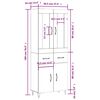 vidaXL Hoge kast 69,5x34x180 cm bewerkt hout grijs sonoma eikenkleurig