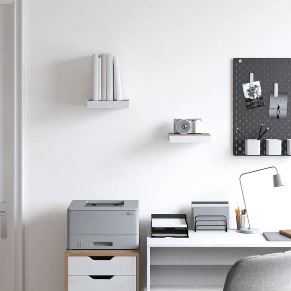 vidaXL Wandschappen zwevend 2 st 23x23,5x3,8 cm MDF eikenkleurig wit