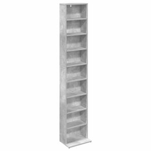 vidaXL CD Kast Betongrijs 33 x 23,5 x 175 cm Bewerkt hout