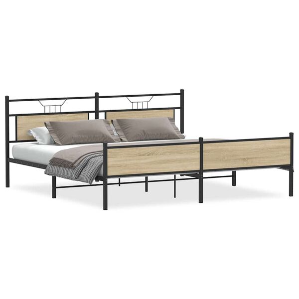 vidaXL Bedframe zonder matras metaal sonoma eikenkleur 200x200 cm