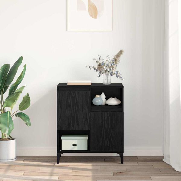 vidaXL Dressoir Zwart Eiken 60 x 35 x 70 cm Bewerkt hout