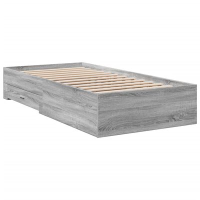 vidaXL Bedframe met lades bewerkt hout grijs sonoma eiken 75x190 cm