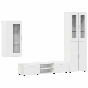 vidaXL Tv-meubelset met lade FLORIN 3 pcs Hoogglans wit Bewerkt hout