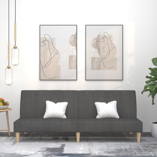 vidaXL Slaapbank 2-zits stof donkergrijs