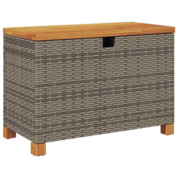 vidaXL Tuinbox 80x40x48 cm poly rattan en acaciahout grijs