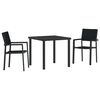 vidaXL Tuin eettafelset 3 st Zwart Gepoedercoat staal