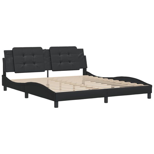 vidaXL Bedframe zonder matras "Zadar" kunstleer zwart 180x200 cm