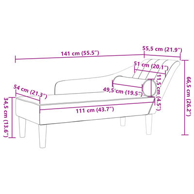 vidaXL Chaise longue met kussens fluweel blauw