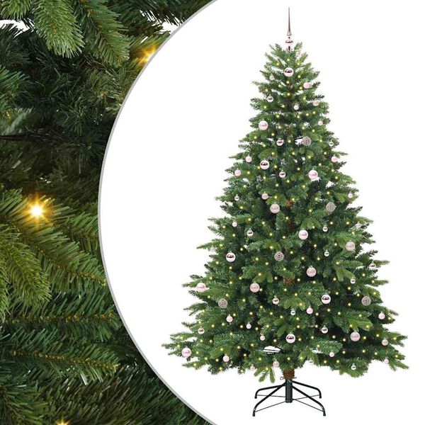 vidaXL Kunstkerstboom met 300 LED met standaard Groen 240 cm PE en PVC
