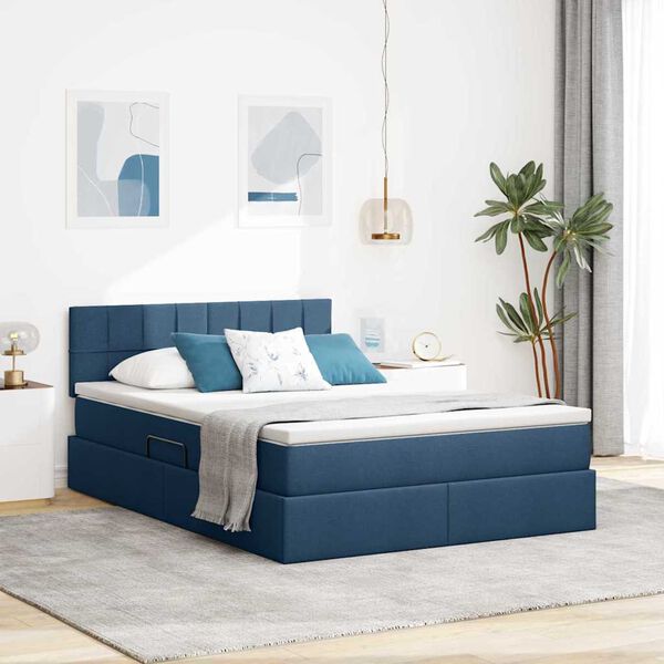 vidaXL Opbergbed met matras met matras Blauw 120 x 200 cm Bewerkt hout