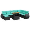 vidaXL 9-delige Loungeset met kussens poly rattan zwart