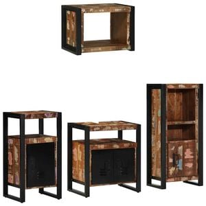 vidaXL Badkamermeubelset met lade 4 pcs Massief Gerecycled Hout