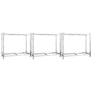 vidaXL Bandenrekken 2-laags 3 st 110x40x110 cm staal zilverkleurig