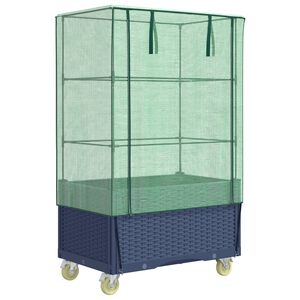 vidaXL Plantenbak verhoogd met hoes en wielen 80x50x182 cm rattanlook
