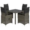 vidaXL 5-delige Bistroset met kussens poly rattan grijs