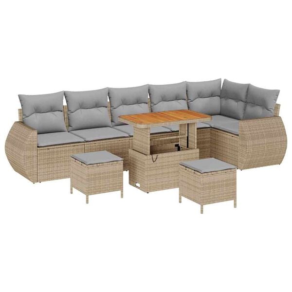 vidaXL Tuin Sofa Set met kussen met opslag 9 pcs beige en lichtgrijs