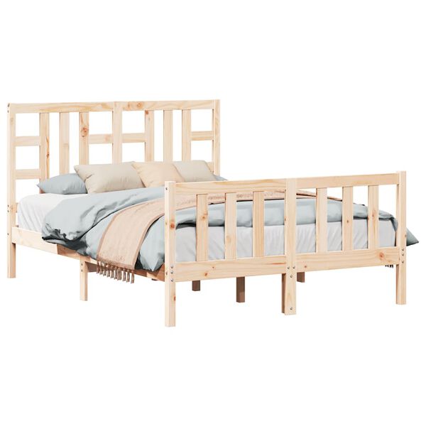 vidaXL Bedframe met hoofdbord massief hout
