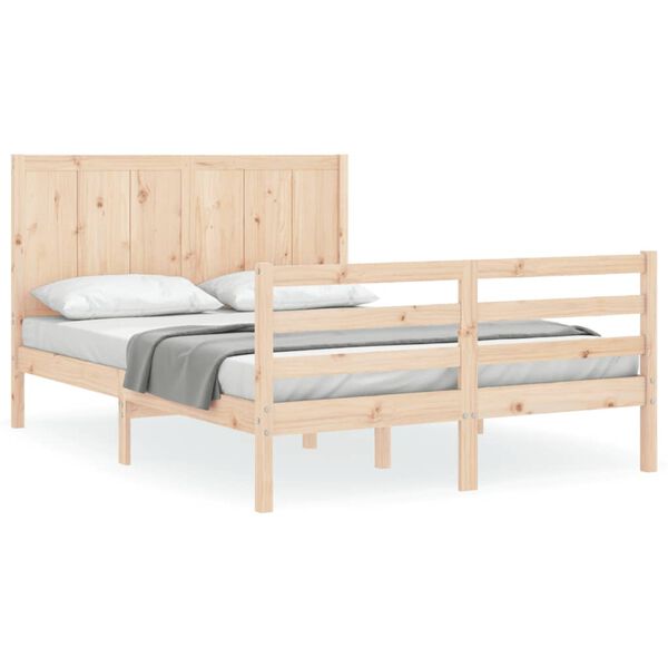 vidaXL Bedframe met hoofdbord massief hout