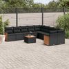 vidaXL 11-delige Loungeset met kussens poly rattan zwart