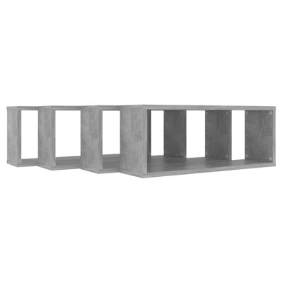 vidaXL Wandschappen kubus 4 st 60x15x23 cm bewerkt hout betongrijs