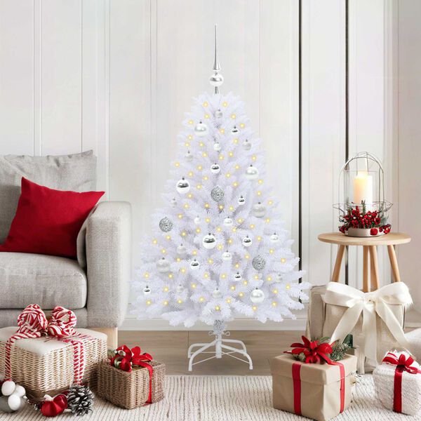 vidaXL Kunstmatige Inklapbare Kerstboom Wit 120 cm PVC en Staal