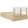 vidaXL Bedframe met hoofdeinde Sonoma Eiken 135 x 190 cm Bewerkt hout