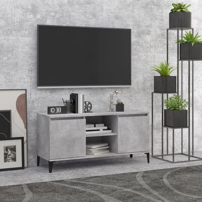 vidaXL Tv-meubel met metalen poten 103,5x35x50 cm betongrijs