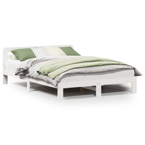 vidaXL Bedframe zonder matras massief grenenhout wit 135x190 cm