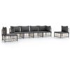 vidaXL 6-delige Loungeset met kussens poly rattan antracietkleurig