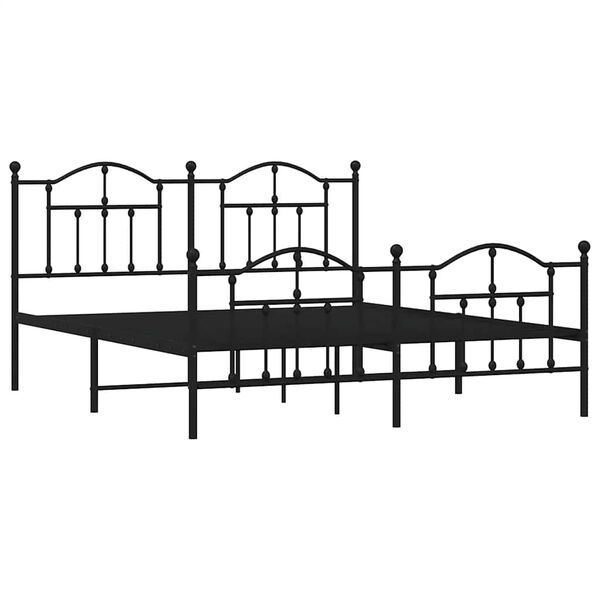 vidaXL Bedframe met hoofd- en voeteneinde metaal zwart 183x213 cm