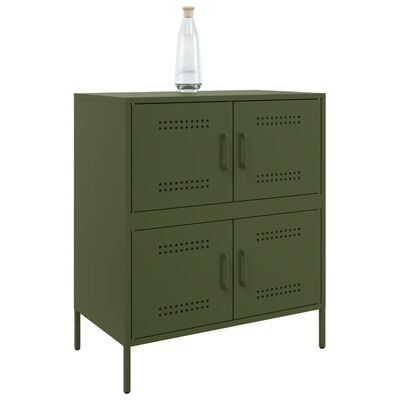 vidaXL Dressoir 68x39x79 cm staal olijfgroen