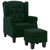 vidaXL Fauteuil met voetenbankje stof donkergroen