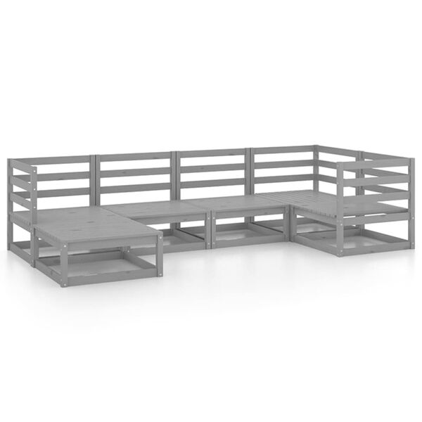 vidaXL 6-delige Loungeset massief grenenhout grijs