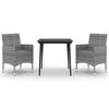 vidaXL 3-delige Tuinset met kussens poly rattan en glas